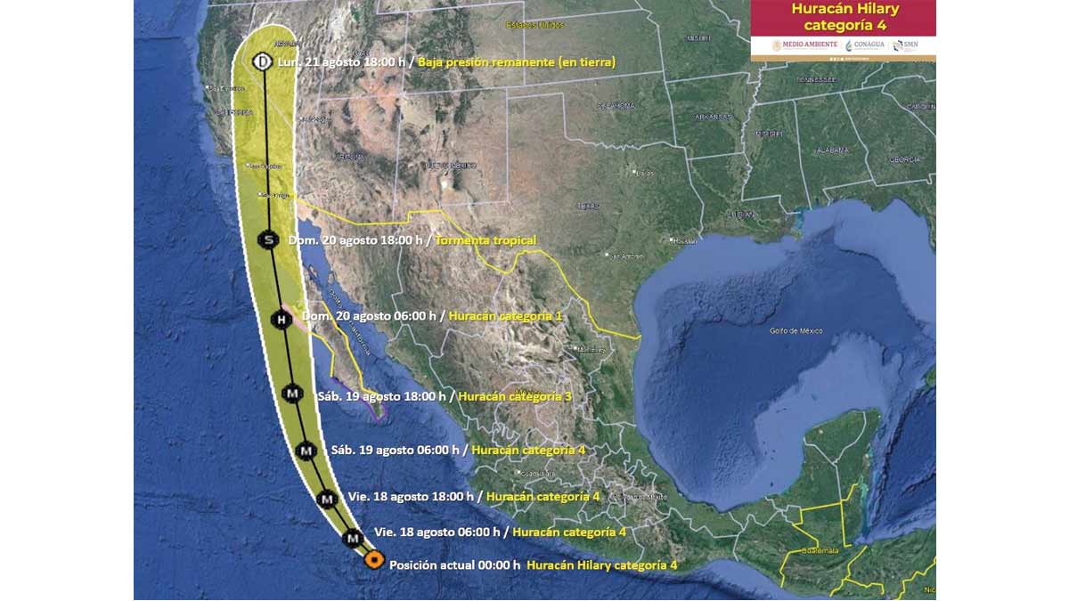 Huracán Hilary asciende a categoría 4 UnoTV