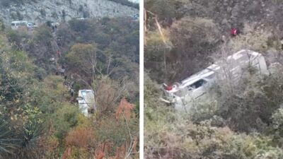 Cae a barranco autobús de pasajeros en Tepexi de Rodríguez Puebla hay