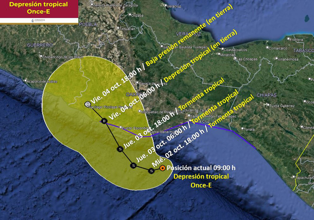 Depresi N Tropical Once E En Oaxaca Trayectoria Y Cu Ndo Tocar Tierra