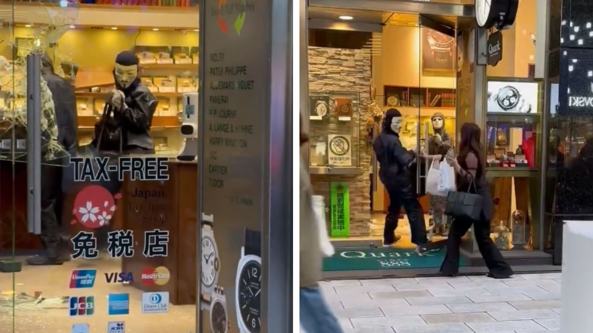 Como de película: captan inusual asalto a tienda de lujo de Japón