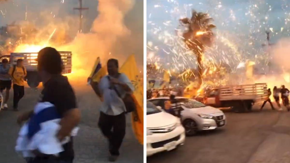Pudo terminar en tragedia: fuegos artificiales se les salen de control a aficionados de Tigres