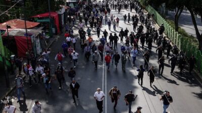 Marcha de transportistas en la alcaldía Tlalpan, CDMX