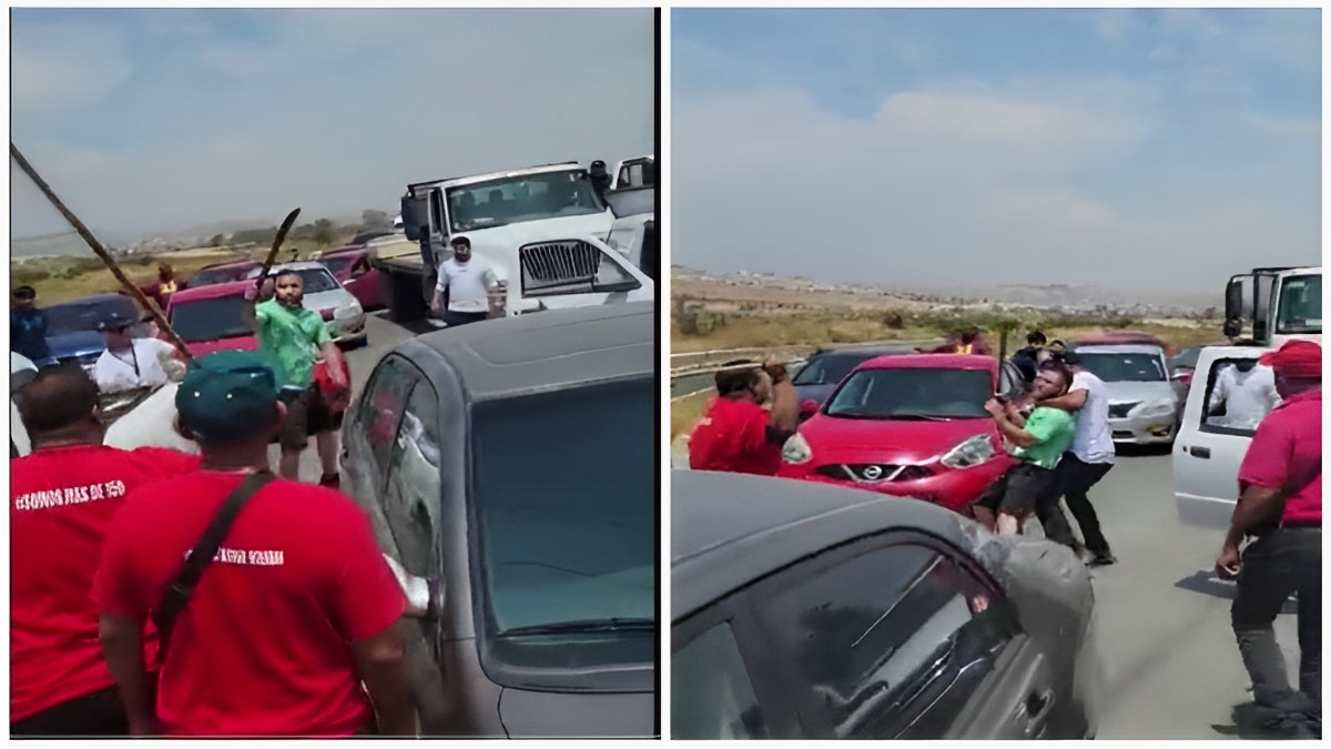 Taxistas y conductores se enfrentan a machetazos por bloqueo en Tijuana