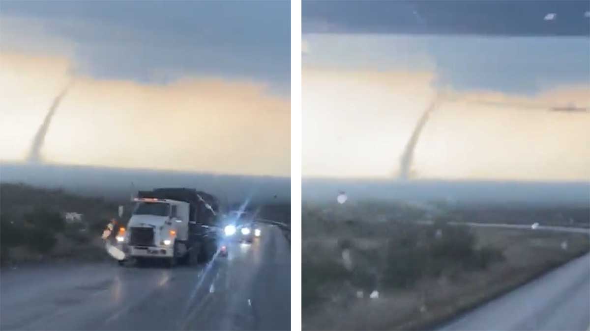 En Coahuila, graban impresionante tornado en la carretera; se desplazó a 4 municipios