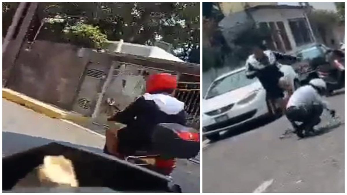 ¡Tremenda paliza! Motociclista golpea a policía de Tránsito en Boca del Río; quería evitar multa