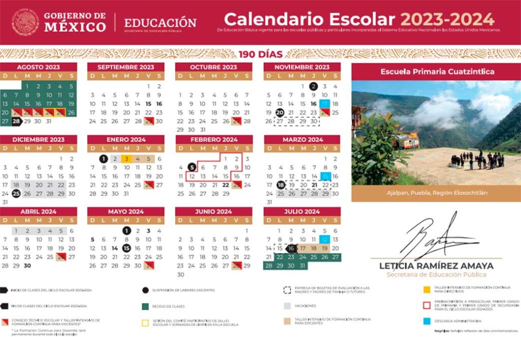 Calendario Escolar 2023-2024 SEP