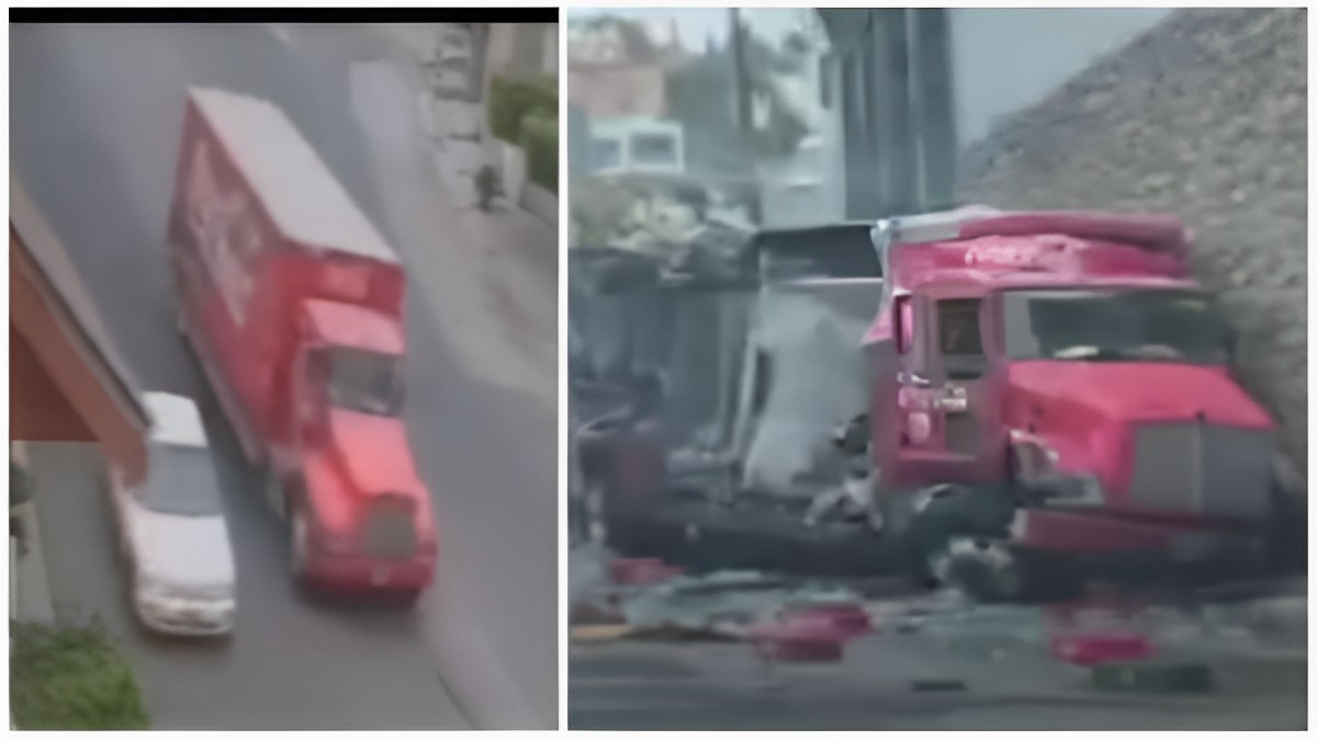  ¡Choque azucarado! Camión de refrescos se queda sin frenos y se estampa en Tijuana
