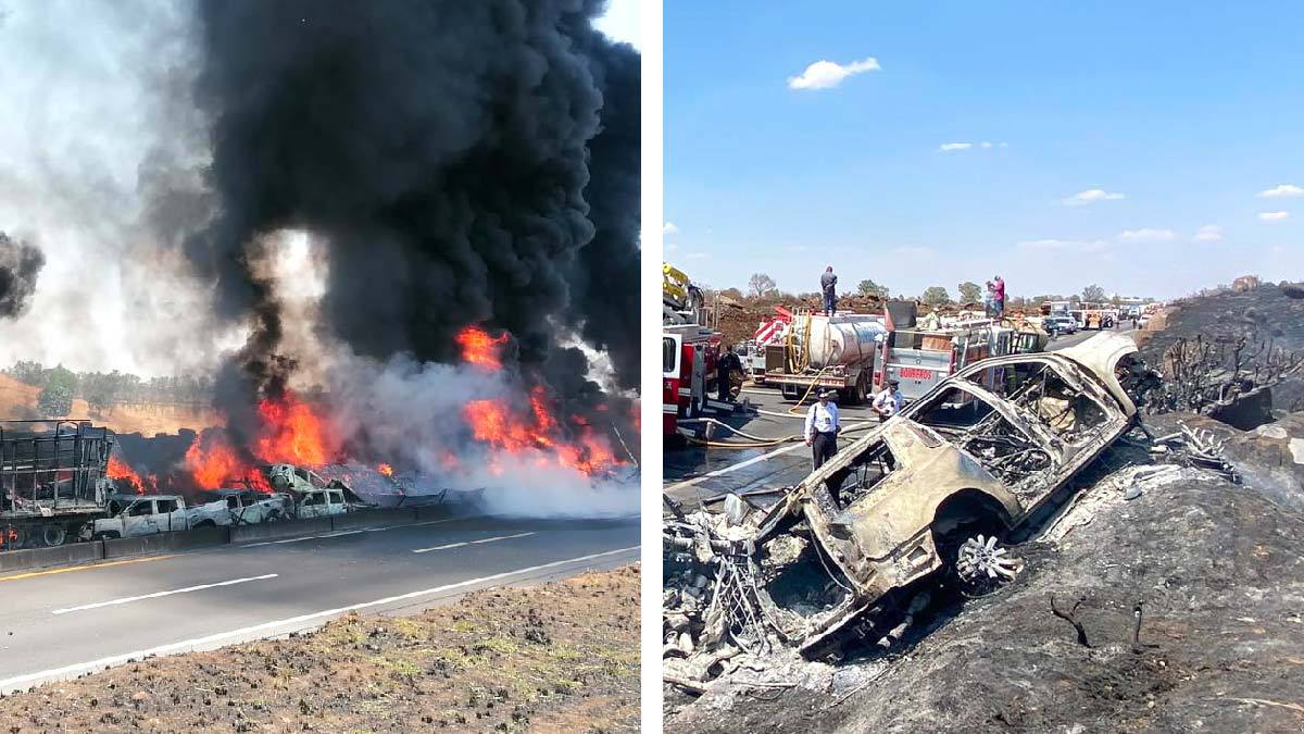 Videos: muertes y vehículos en llamas por una fuerte carambola en Jalisco