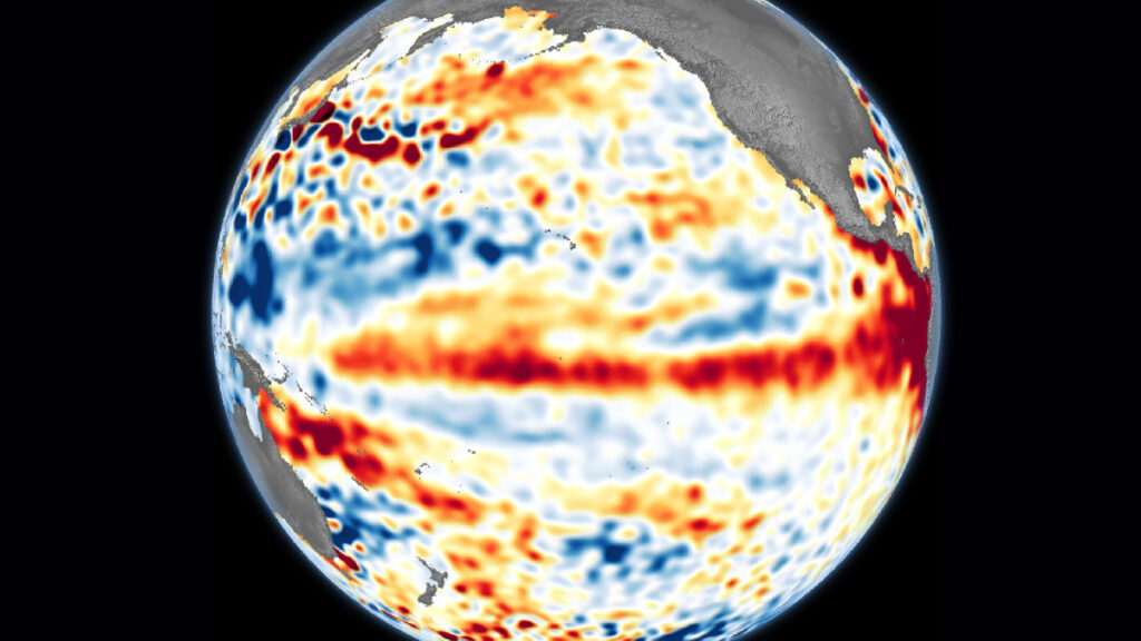 NASA muestra un mapa de anomalías por El Niño en el Océano Pacífico