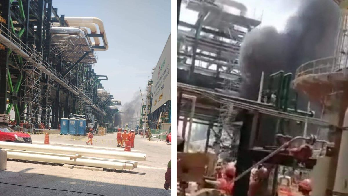 Reportan incendio de pipa al interior de Refinería Dos Bocas; difunden videos