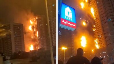 Incendio en torre residencial de Emiratos Árabes Unidos