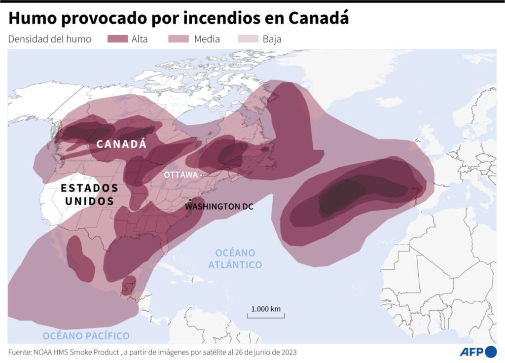 El humo de los incendios de Canadá