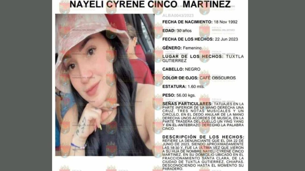 NAYELI CINCO MARTINEZ SECUESTRO CHIAPAS