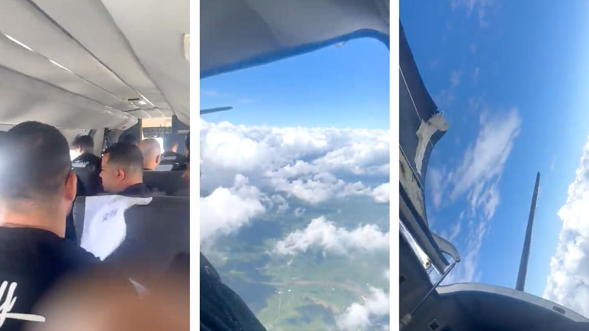 ¡Terror en el cielo! Se abre puerta de avión en el que viajaba una banda en Brasil