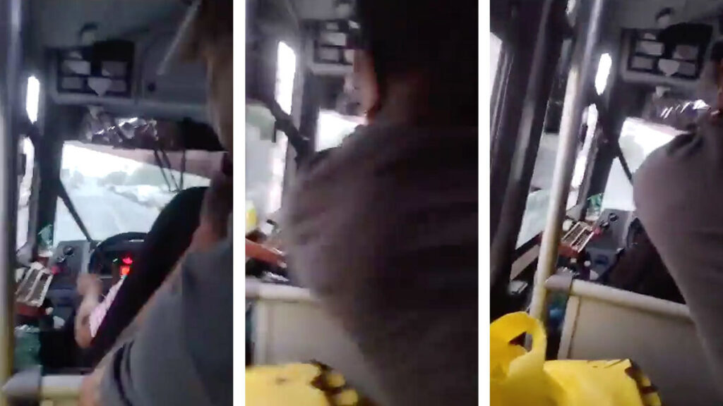 Captan instantes previos a volcadura de autobús en Nuevo León: video