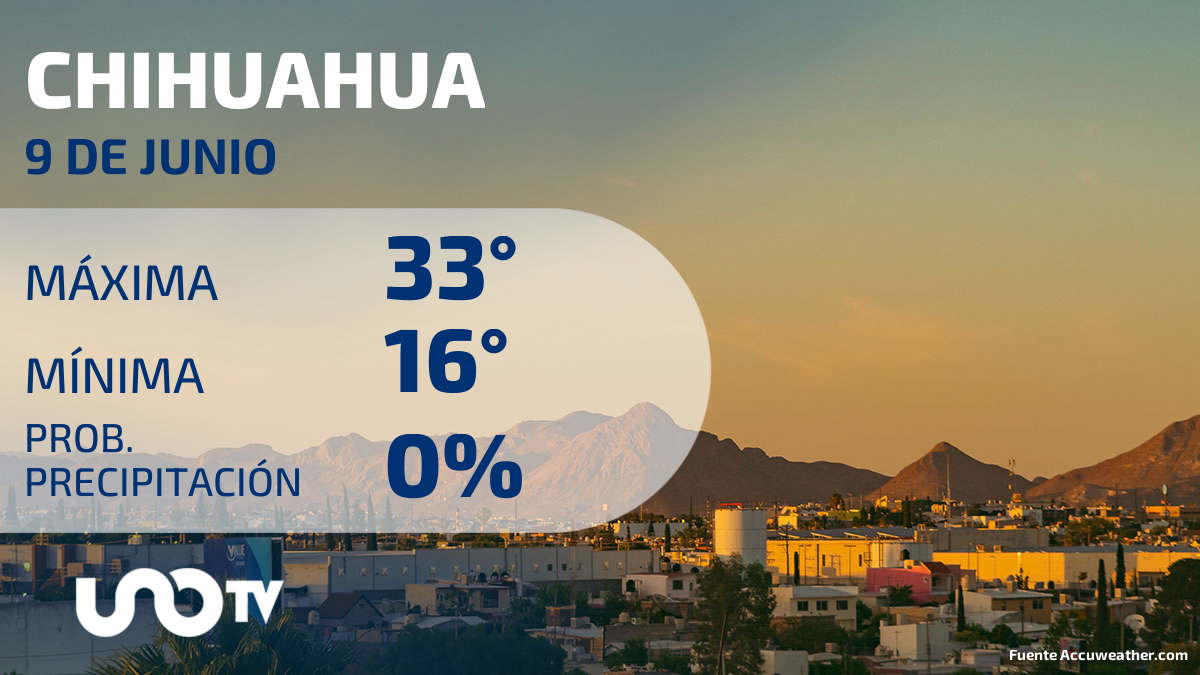 Clima en Chihuahua para el 9 de junio de 2023