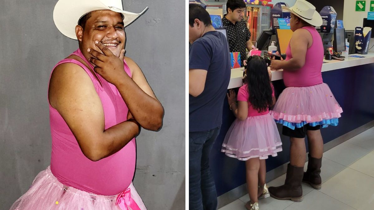 “¿Para qué película?” Papá saca hasta tutú rosa para llevar a su hija a estreno de Barbie