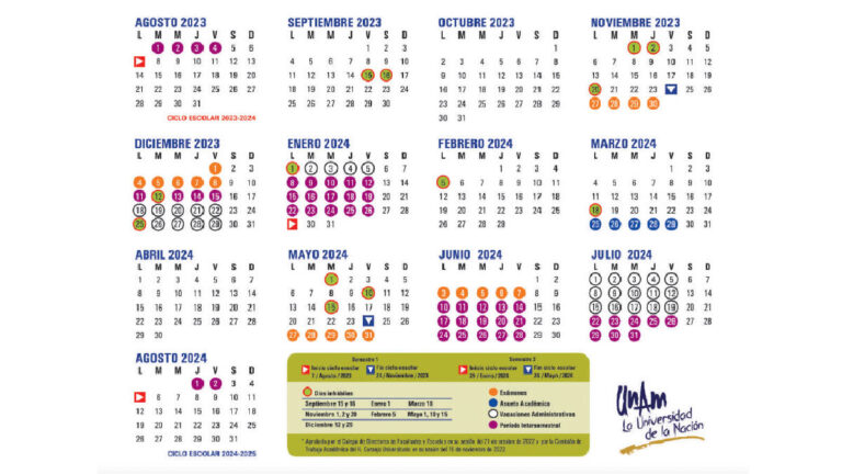 Calendario Escolar 2023 2024 UNAM Cu Ndo Son Los Puentes Y D As   Calendario 01 1 120727 768x432 