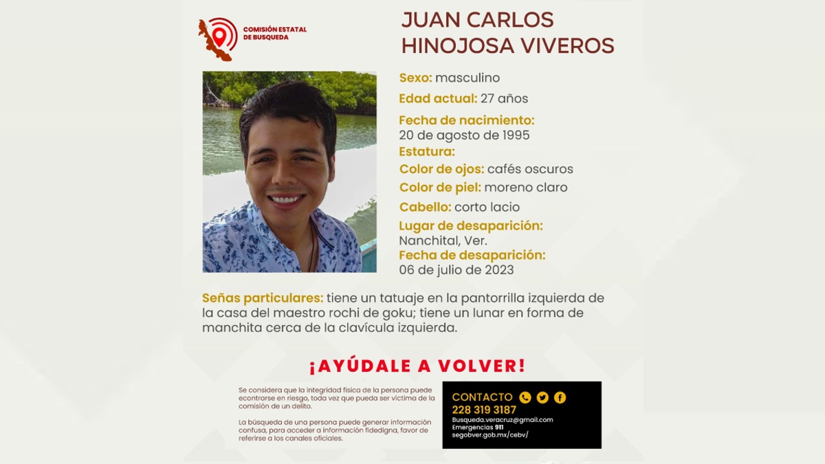¿Lo has visto? Desaparece Juan Carlos Hinojosa Viveros, comunicador y trabajador de ayuntamiento en Nanchital, Veracruz