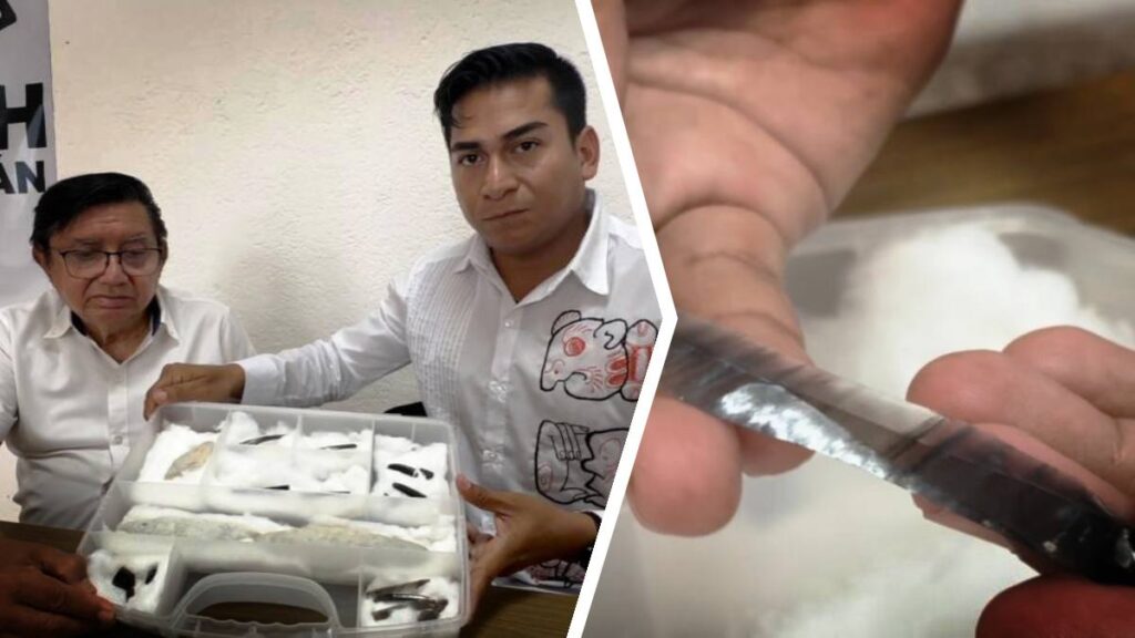 Descubren ofrenda de cuchillos prehispánica en Kulubá, Mérida, Yucatán