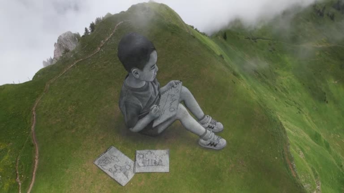 ¡Maravilloso! Artista plasma asombrosos graffitis en los Alpes suizos