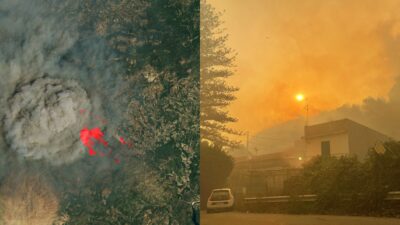 El Mediterráneo en llamas: fotos satelitales muestran los voraces incendios que azotan a Grecia