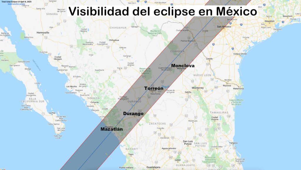 Eclipse solar de abril 2024, este es el camino que seguirá en México