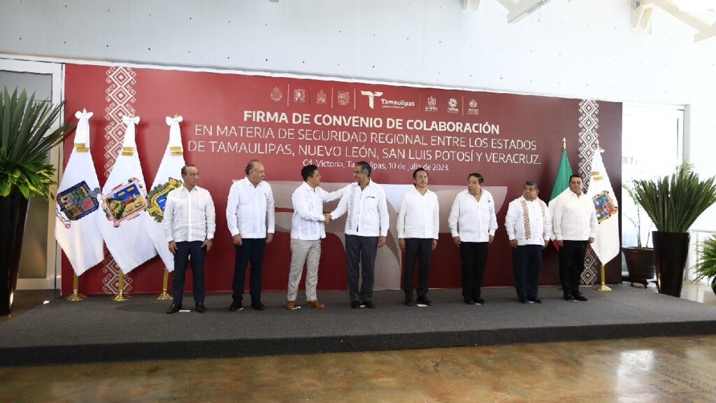 Colaboran en conjunto: Tamaulipas, San Luis Potosí, Veracruz y Nuevo León firman acuerdo en materia de seguridad
