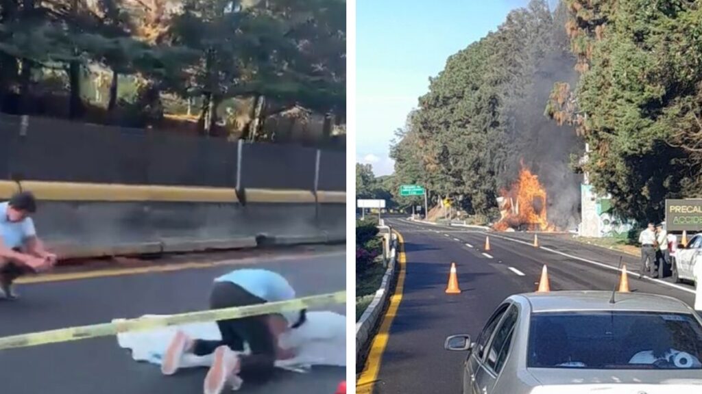 Un muerto e incendio de tractocamión en la Autopista México Cuernavaca