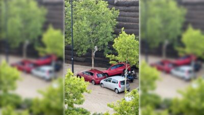 Personas atrapadas tras fuertes inundaciones en Zaragoza, España