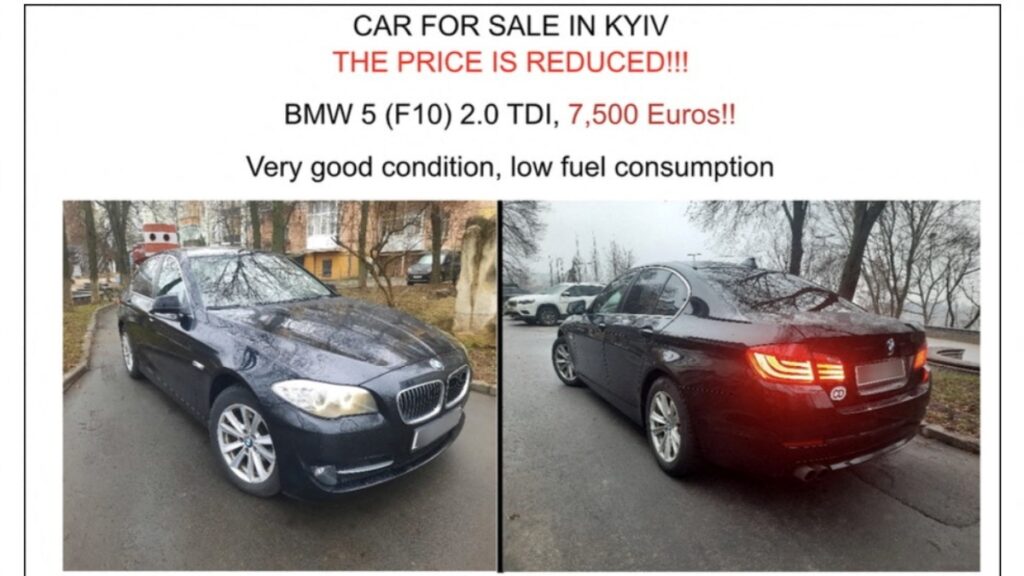 Anuncio falso de venta de coche usado en Kiev, Ucrania, usado para espiar en embajadas