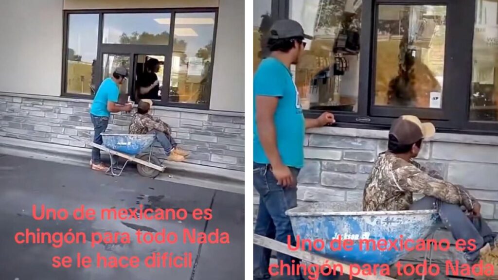 Albañiles en EU llegan en carretilla a Taco Bell