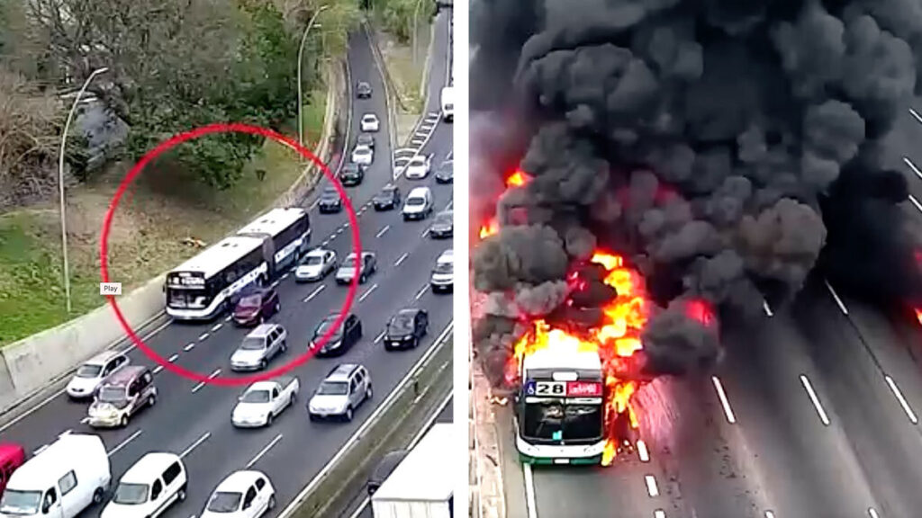Momentos de pánico: autobús se incendia de repente y pasajeros apenas alcanzan a huir en Argentina