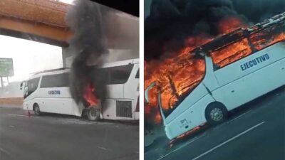 Autobús Incendio México Puebla