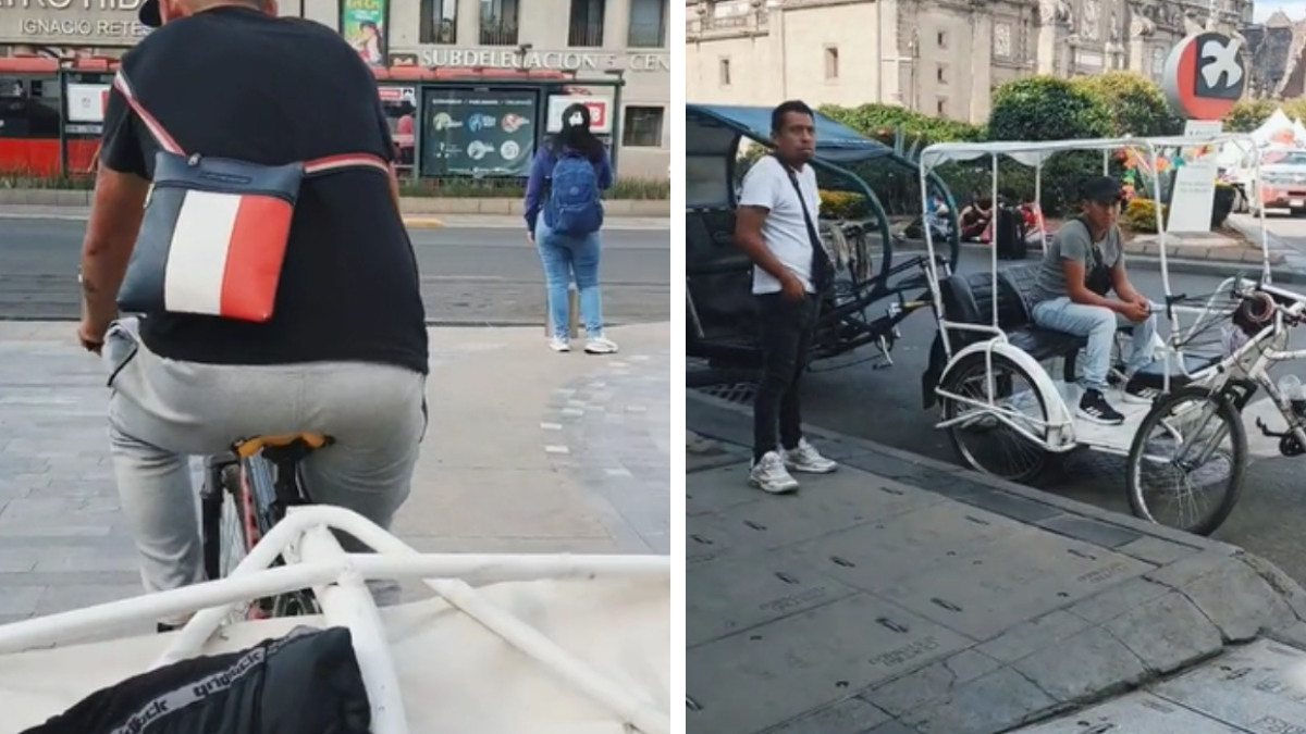 Acusan a bicitaxis de estafar en Zócalo de CDMX: así le bajaron una lana a turista