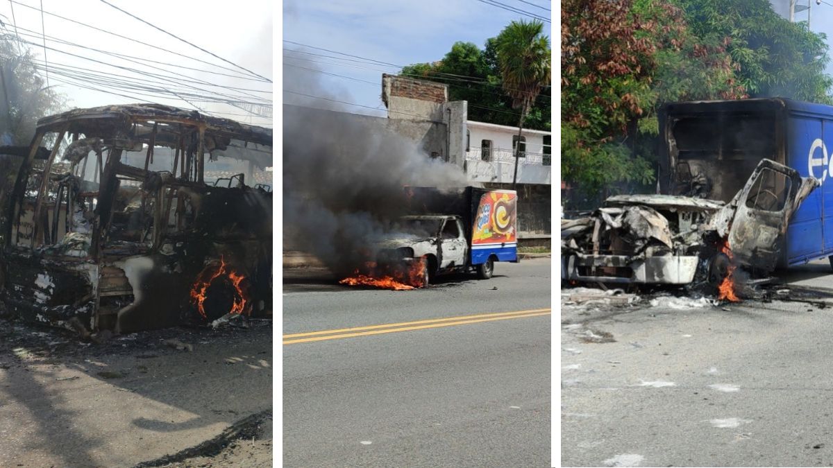 Transportistas bloquean carretera Acapulco-Zihuatanejo; incendian vehículos de carga