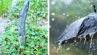 Clavar cuchillo tierra evitar la lluvia