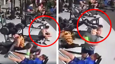 En Brasil: aparato de gimnasio cae sobre espalda de un hombre; fuerte video se hace viral