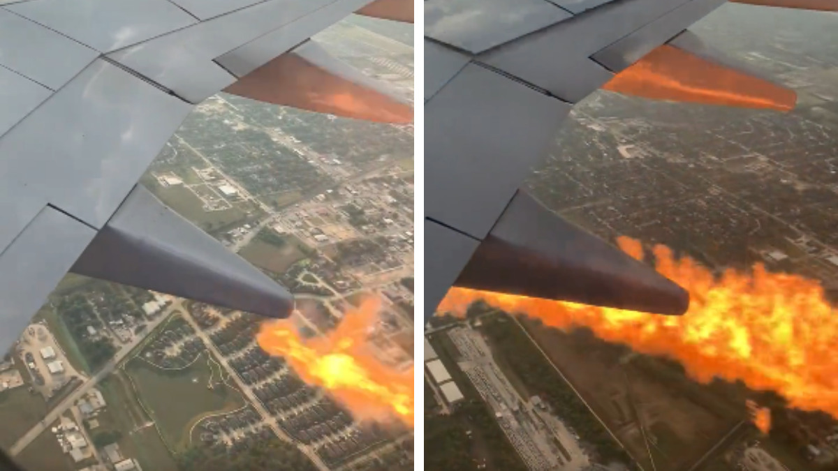 Pánico en el aire: pasajeros graban incendio de motor de avión en pleno vuelo de EU hacia Cancún