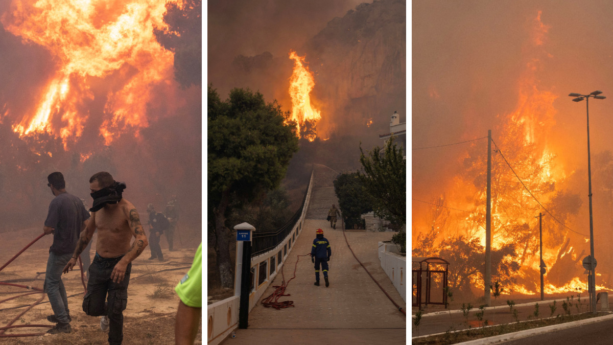 No cesan: Captan avance de devastadores incendios en Grecia