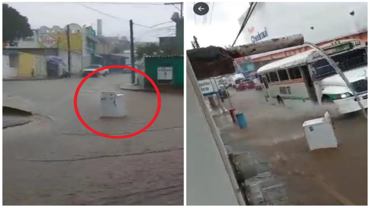 Por fuertes lluvias, lavadora navega en calles de Xalapa: video
