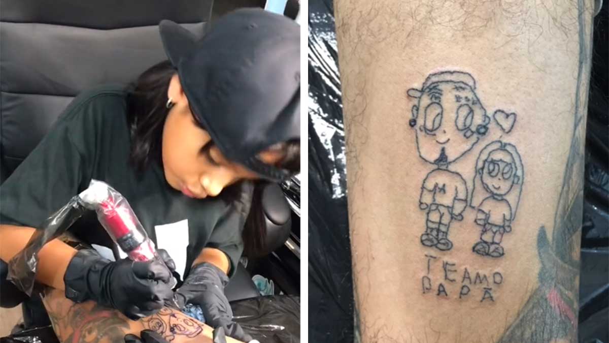 ¡Pequeña emprendedora! Niña de 8 años se convierte en tatuadora y su primer cliente fue su papá