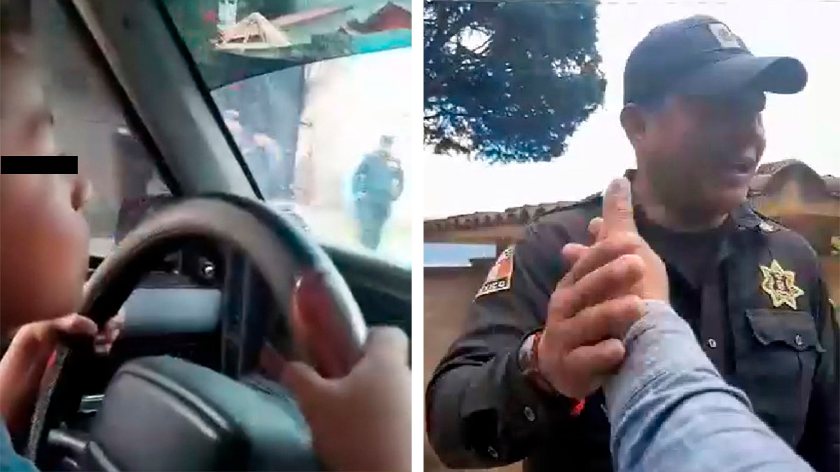 Increíble video: niño conduce camioneta en Chiapas y policía no lo detiene