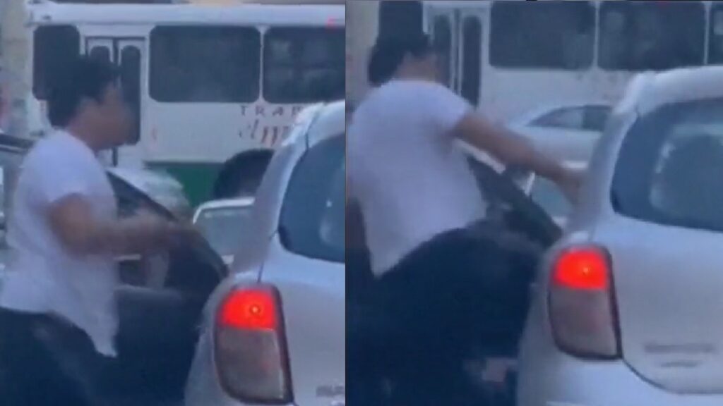 Querétaro: taxista golpea a automovilista tras choque; video