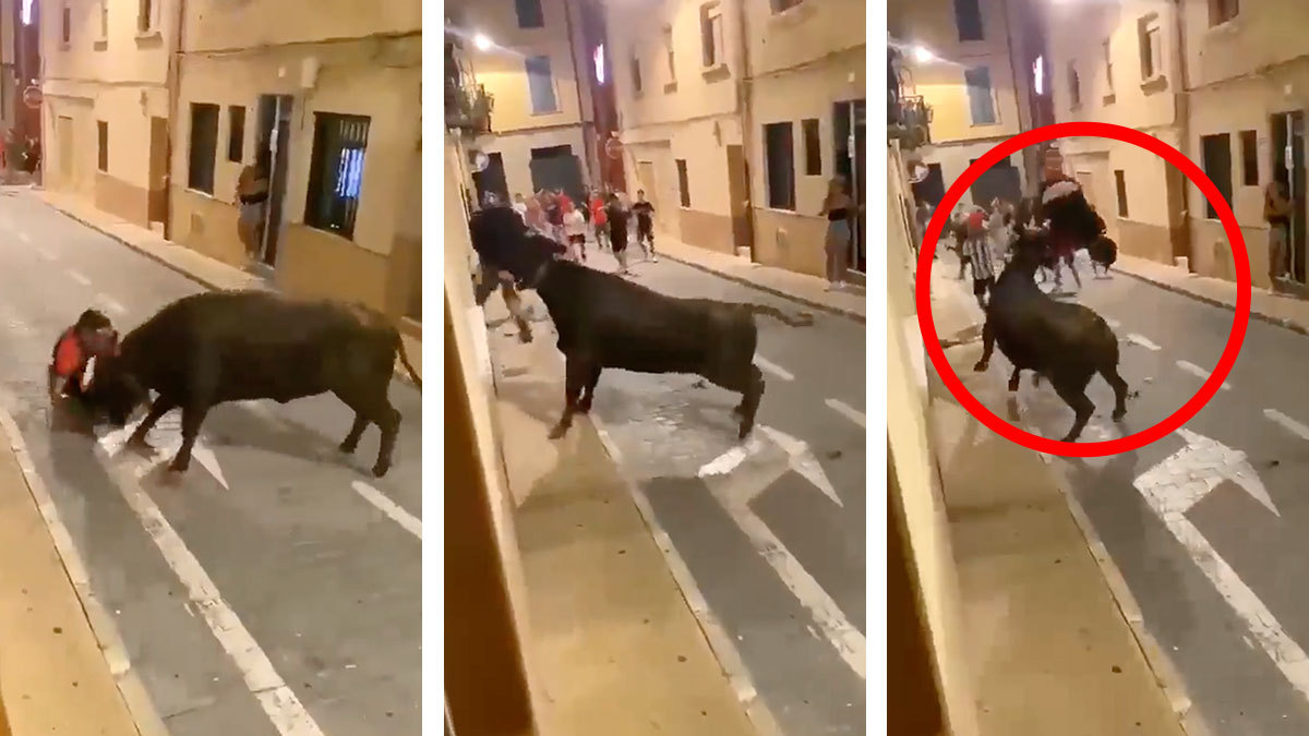 Se llevó 4 cornadas: toro embiste a joven durante fiesta taurina en España