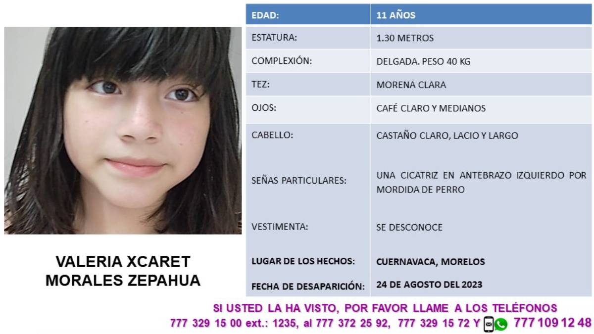 Valeria Xcaret Morales Zepahua se perdió en Cuernavaca; ¡ayúdala a regresar a casa!