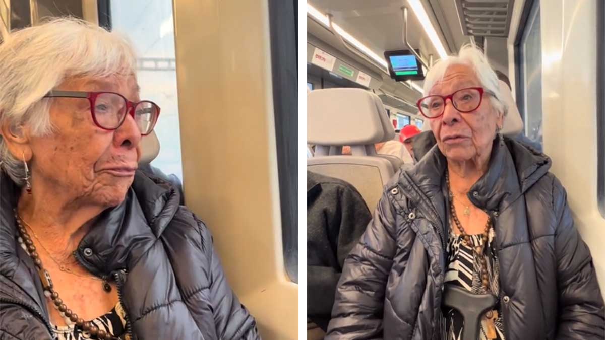 ¡Qué conmovedor! Abuelita de 93 años llora al viajar en el Tren Interurbano