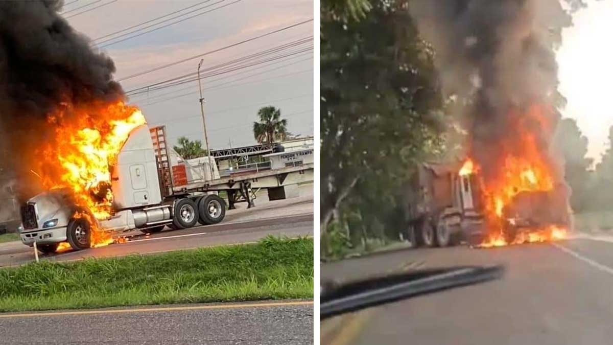 Videos: reportan quema de vehículos y bloqueos en carreteras de Tabasco