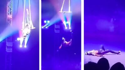 Trapecista rusa cae de varios metros de altura; video se hace viral