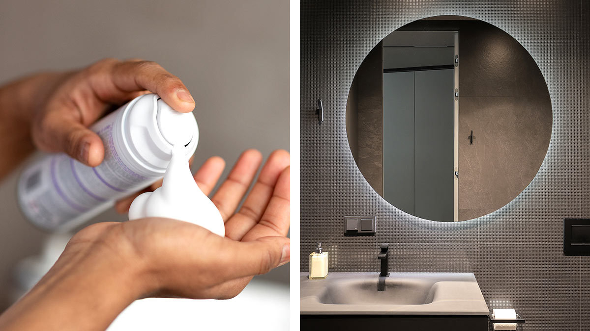 Espuma de afeitar en el espejo del baño para que no se empañe, te decimos cómo funciona este truco